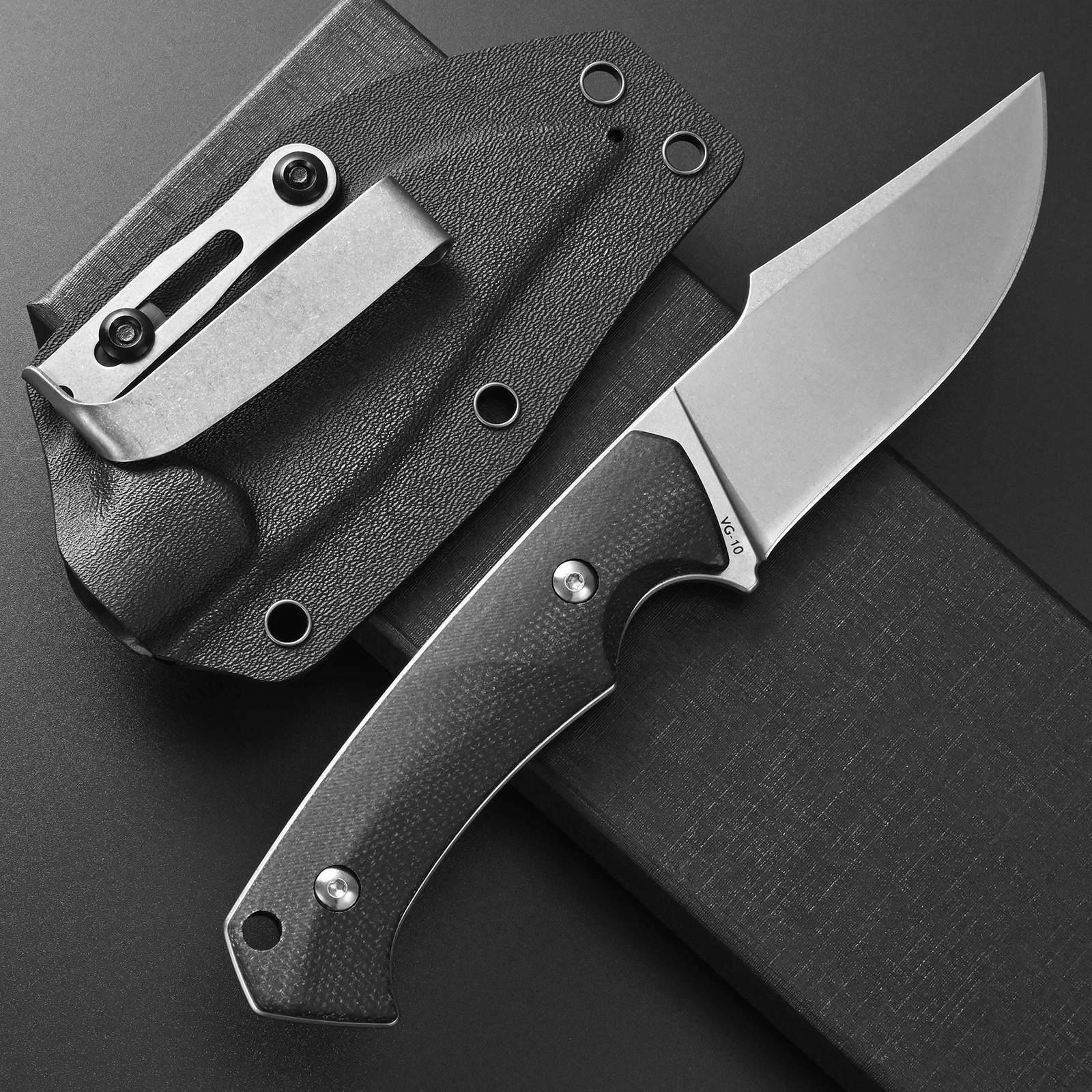 Eafengrow EF171 Fixed Blade Knife Premium VG10 Steel Blade Micarta Handle Compact EDC Tool Fix Knifes for Working Camping