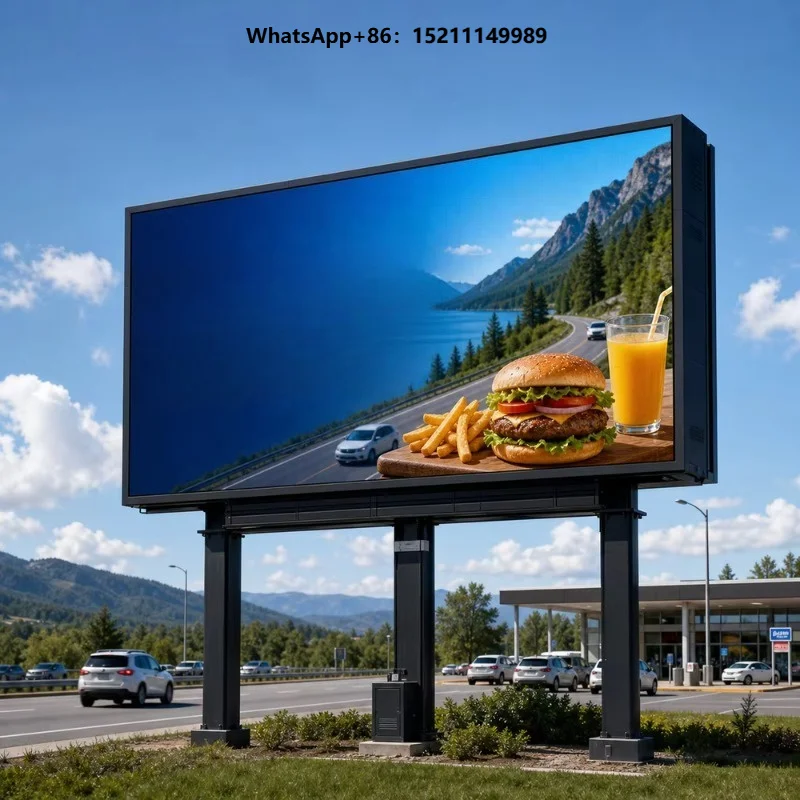 Outdoor LED Advertising Screen P4 for Roadside Billboard Advertising with High Brightness Commercial Media Fixed Installation