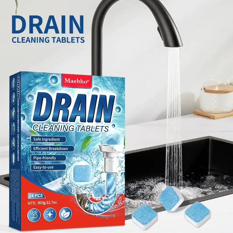 Drain Cleaning Tablets Powerful Sink Unblocking Foam Cleaner Oil Clog Remover Deodorizer Dissolver Safe For Pipes view 4