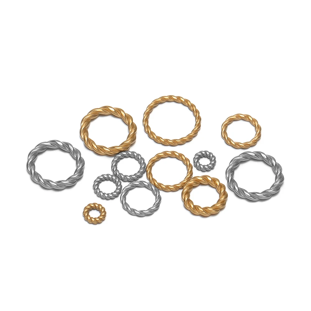 20pcs Stainless Steel Seamless Twisted Rings Braided Circle Connectors Keychain Necklaces Bracelets Findings DIY Jewelry Making