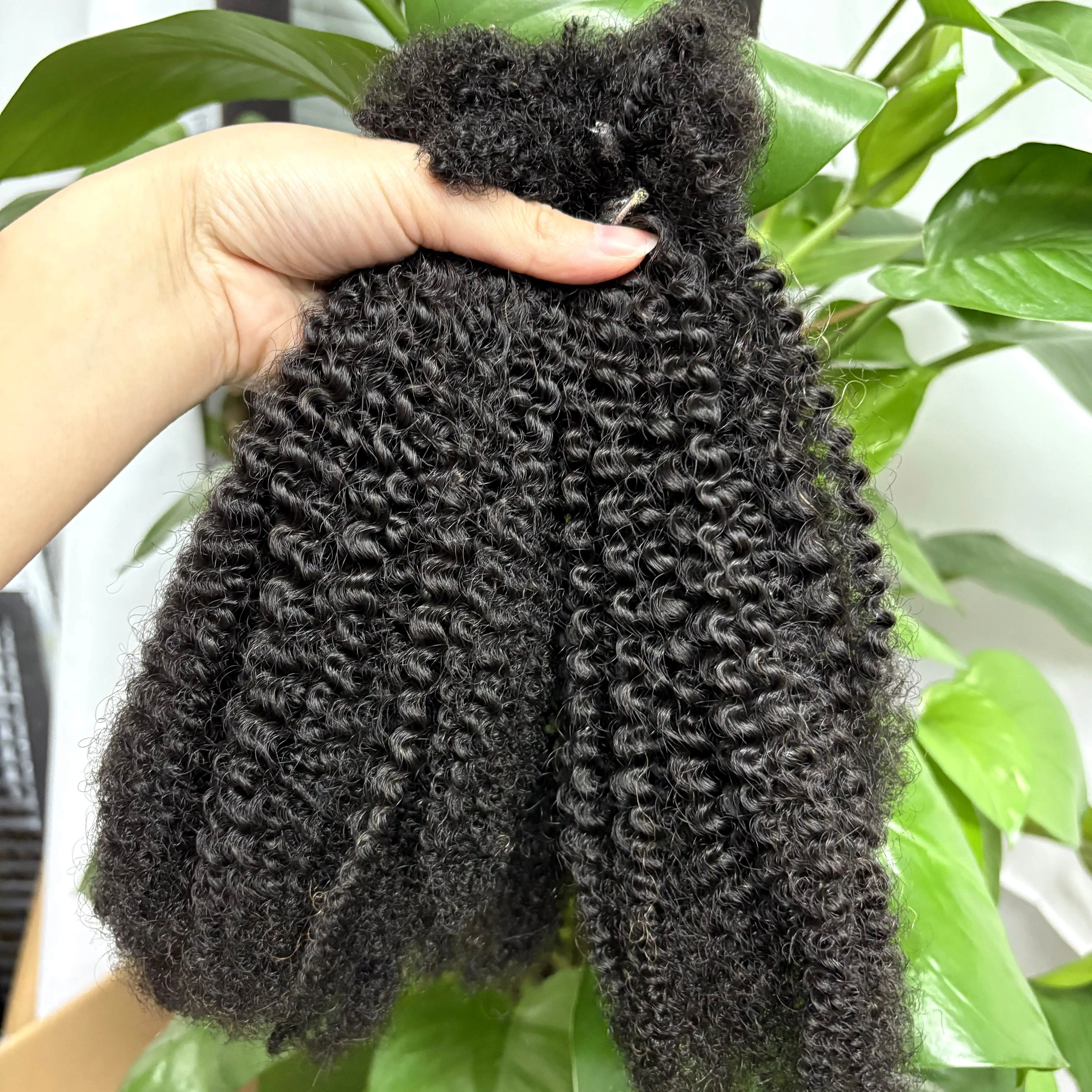 Natural Afro Kinky Curly Human Hair Bulk Extension No Weft 16Inch 30g/Bundle for Permanent Micro Locs/Twists/Braids/Repair Locs