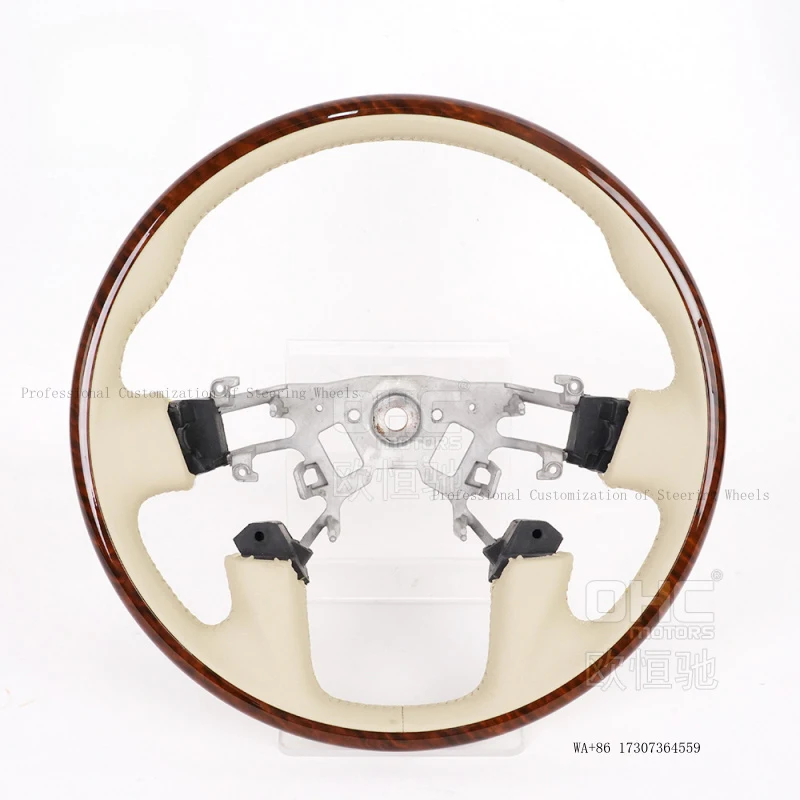 New for 2012-2018 Nissan Patrol car steering wheel modification and upgrade to a walnut wood flat leather beige SUV steerin
