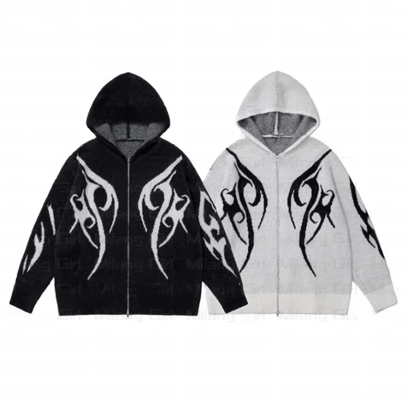 

Мужской вязаный кардиган в стиле американского хип-хопа, с цветными полосками, свободного кроя, в стиле ретро, с открытыми рукавами