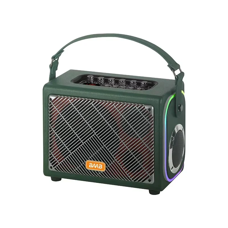 Baab-1038 Portable 8-inch DJ Wooden Speaker High-End 60W Mobile Square Woofer RGB For BT Hifi Audio Outdoor Mobile Voice Battery