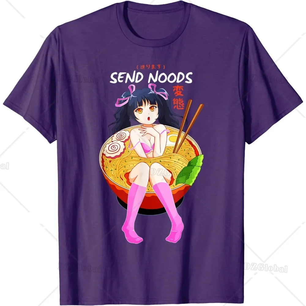 Funny Send Noods Cute Ramen Noodle Bowl Anime Hent T-Shirt Fashion Casual Cotton Tees Tops