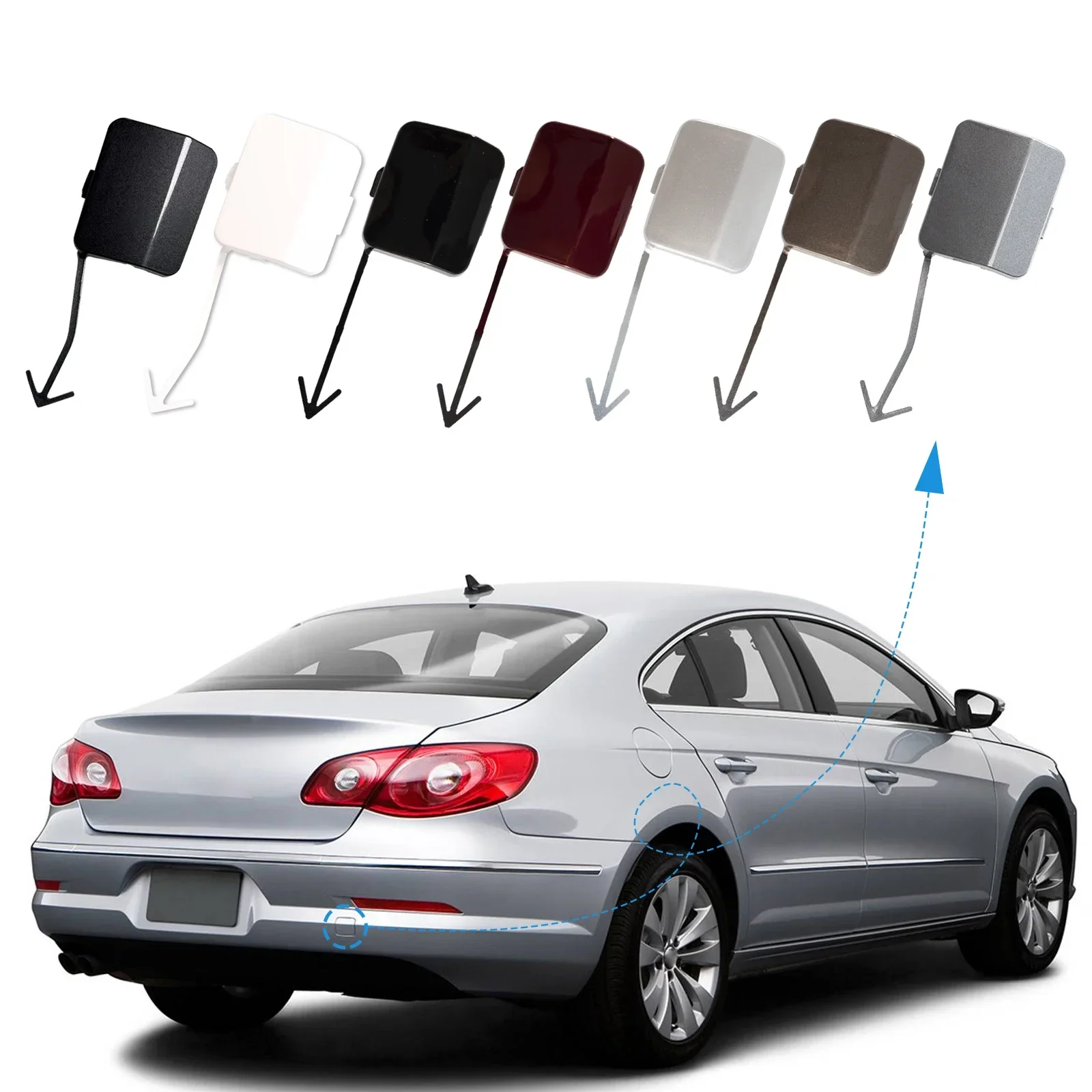 Tapa cubierta gancho remolque para parachoques trasero, ojo remolque para accesorios VW Passat CC 2009 2010 2011 201