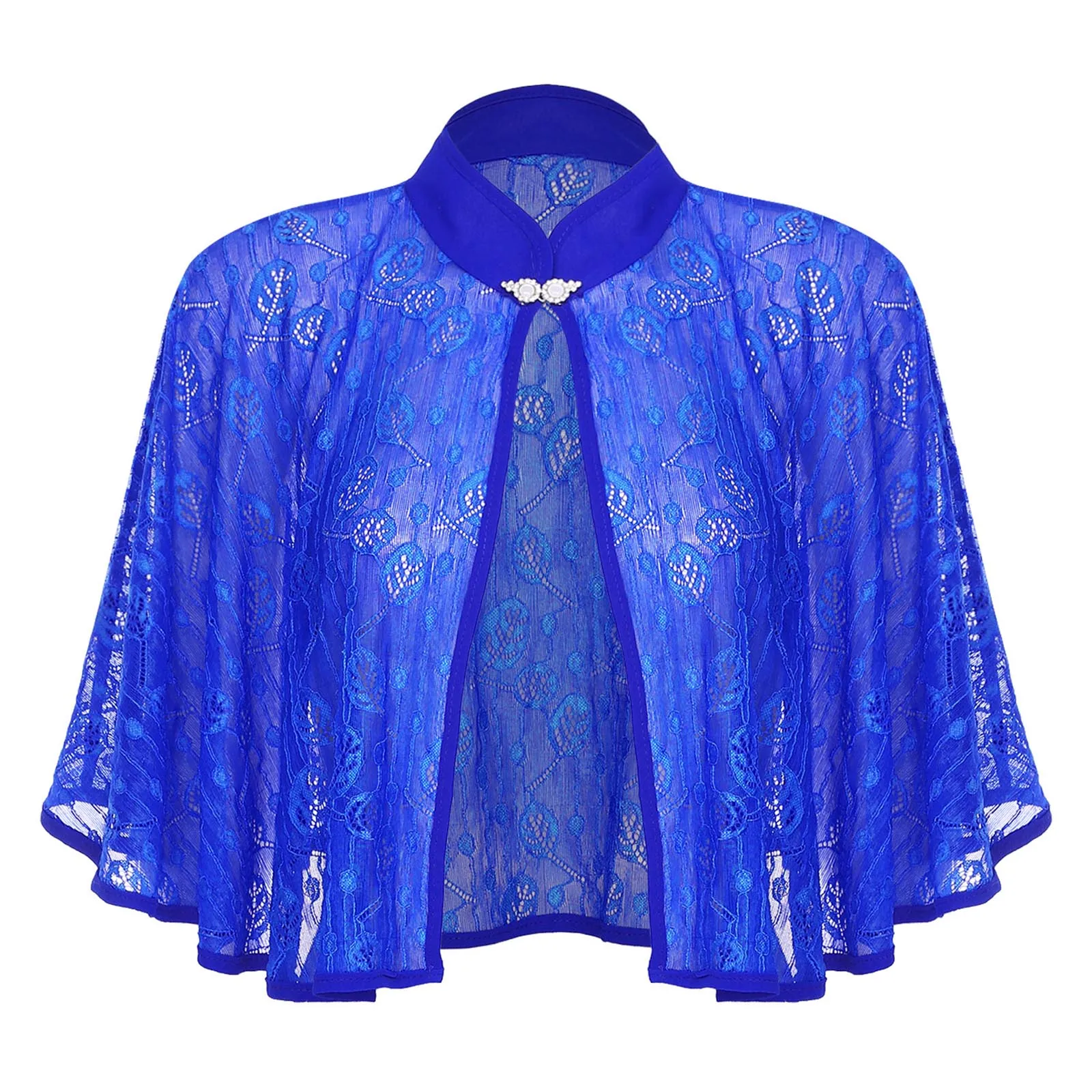 

Women Floral Lace Shawls Wraps Shrug Top Stand Collar Elegant Closure Cape Cardigan Shoulder Cover Up Bolero for Dress Cheongsam