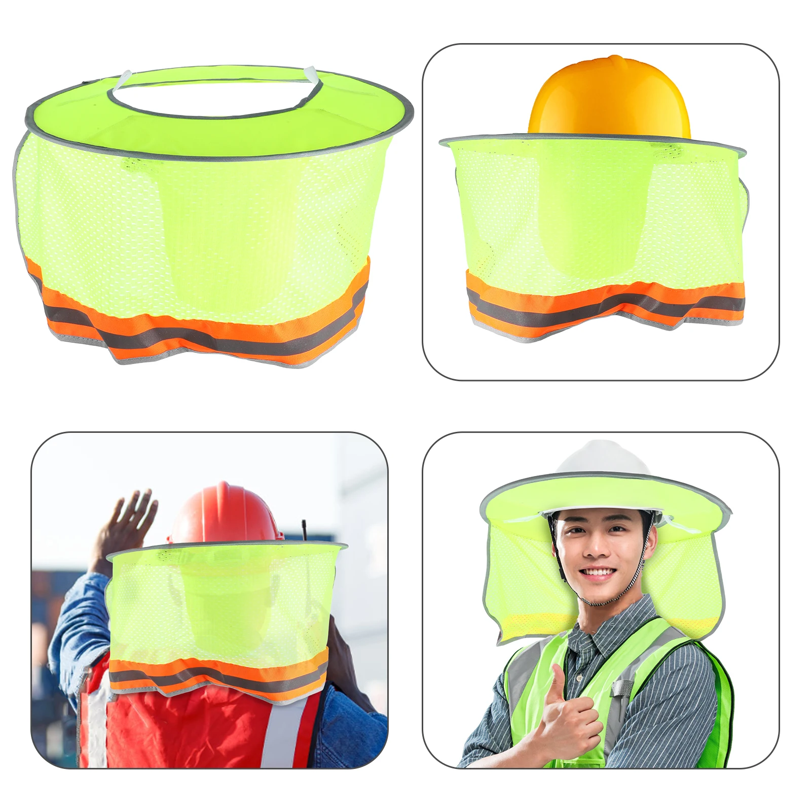 

2pcs High Visibility Full Brim Reflective Neck Face Protector Breathable Mesh Nape Durable Uv Protection For