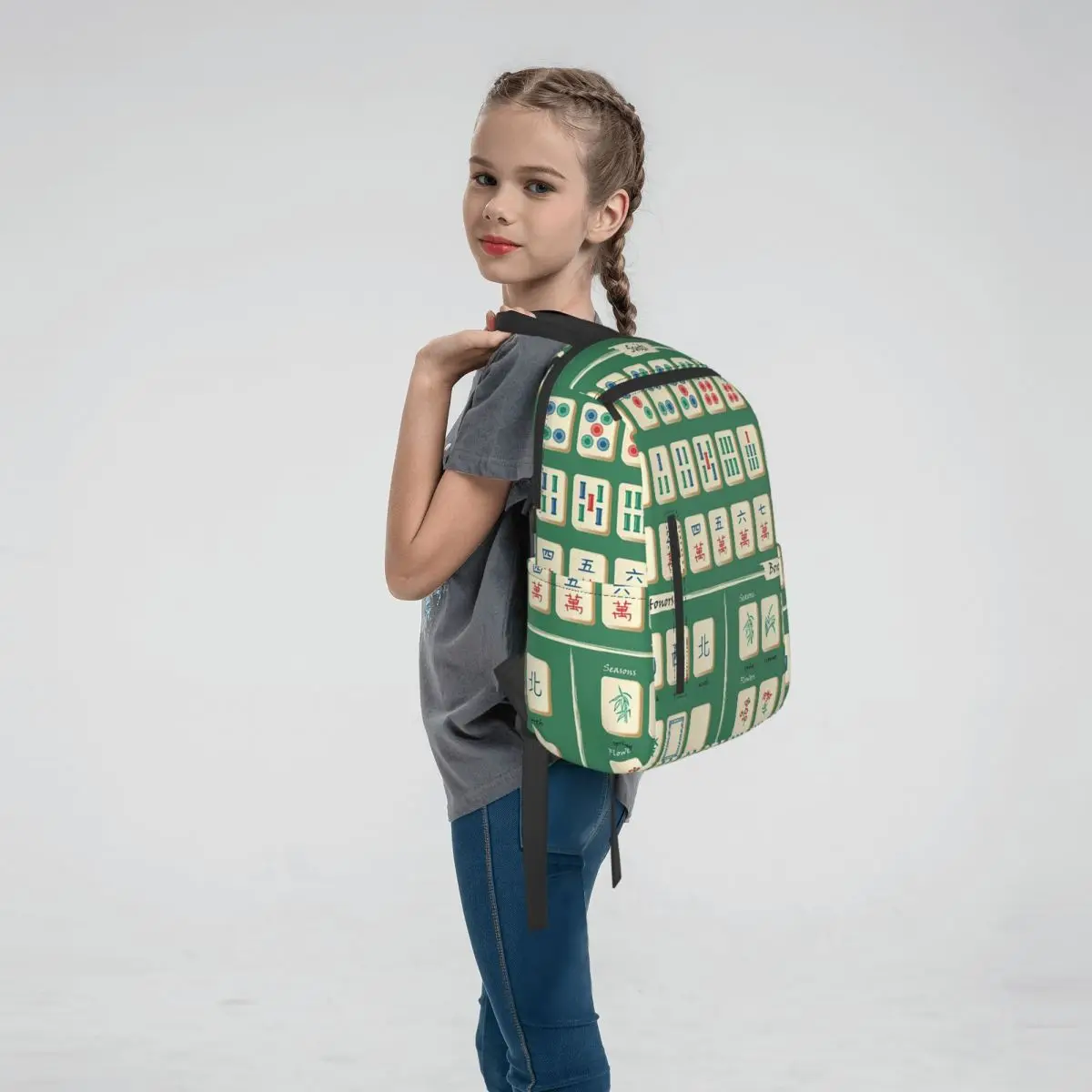 Mahjong Tile Pattern Backpack Daypack Boys Girls BookBag School Bag Shoulder Bags for Men Women