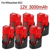 2025 New for Milwaukee 12V M12 Battery 3Ah Compatible with for Milwaukee M12 XC 48-11-2410 48-11-2420 48-11-2411 Tools Battery