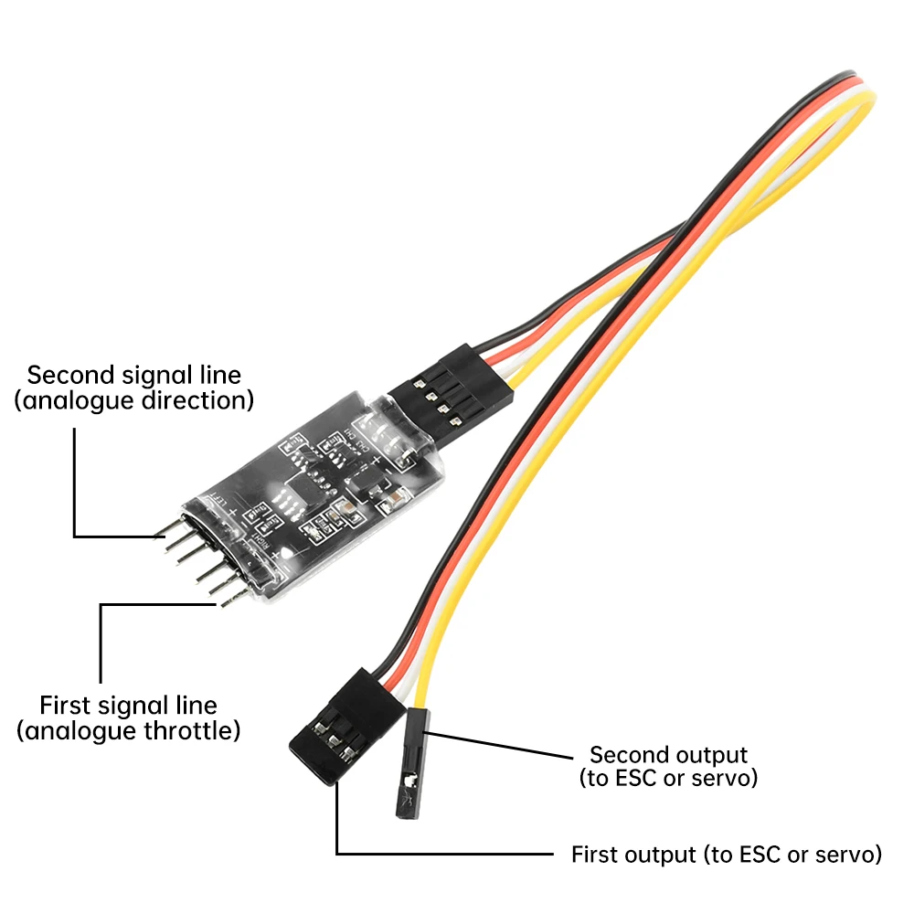 Controlador de mistura de canal duplo sem escova, interruptor misturador de diferença de velocidade em dois sentidos para delta wing v cauda rc avião modelo carro barco
