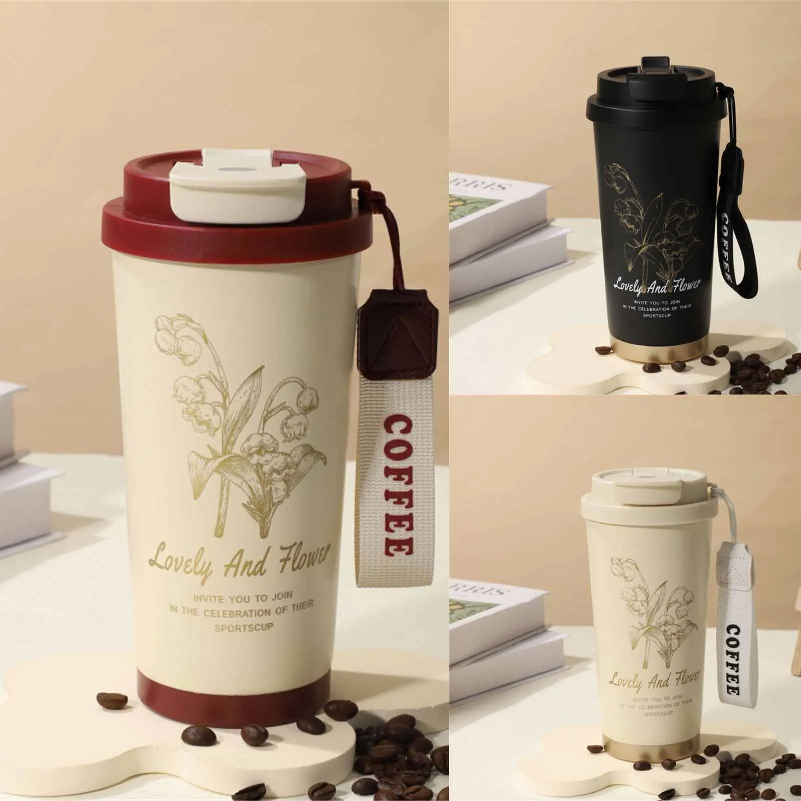 แก้วกาแฟขนาดใหญ่พร้อมหลอดดูด ดีไซน์สวยงามทันสมัย เหมาะสำหรับกาแฟเย็น ชา และเครื่องดื่มเย็น