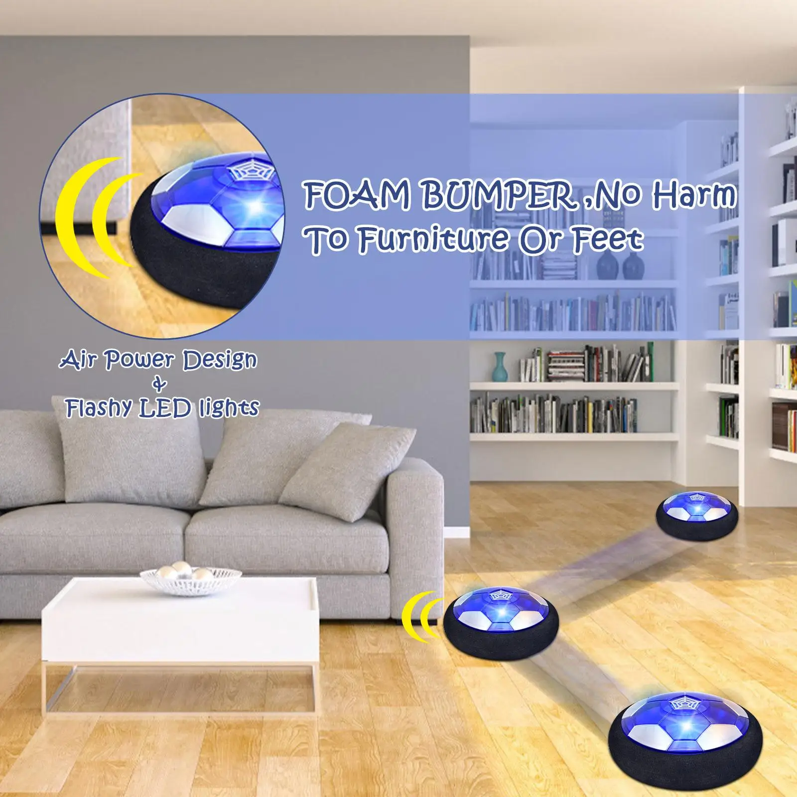 Juguete combinado multifuncional de fútbol Hover Hockey, juguete deportivo, futura de fútbol con luces LED frescas, anillo de choque de espuma protege muebles y pies, regalos para el día de los niños/aniversario/Navidad