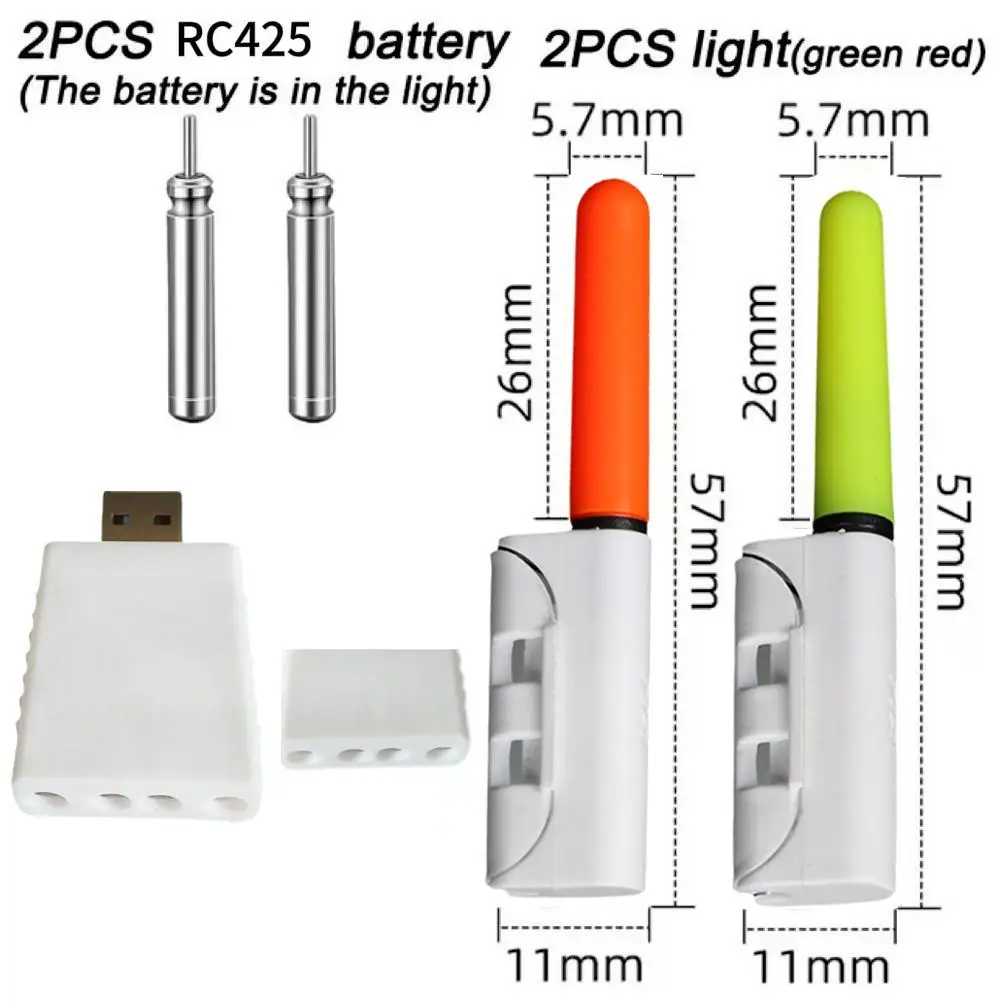 For CR425 Battery Charger USB Charge Light Stick Rod Luminous Electric LED Night Fishing Float Tackle Bright Fluorescent Lamp