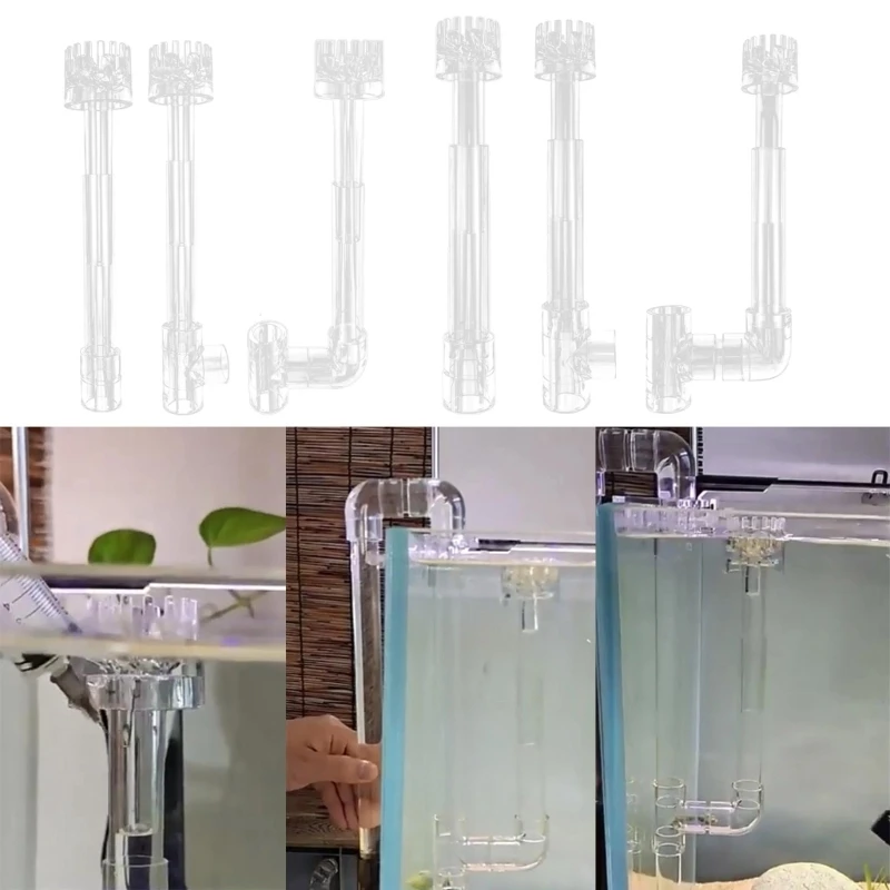 Durable Clear Aquariums Skimmer with Transparent Pipe Spin Surface Inflows Outflows Water Plant Filter Cleaner