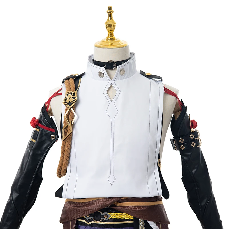 ROLECOS Game Genshin Impact Shikanoin Heizou Costume Cosplay Brown Men Costume Cosplay Halloween Top Pant Uniform Set completo