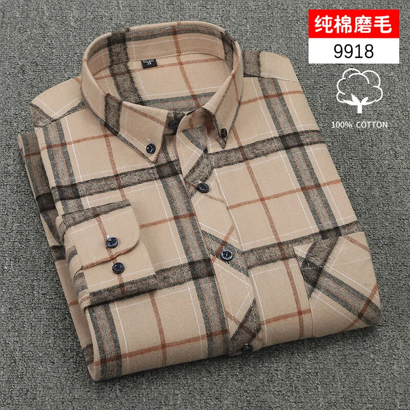 Spring and Autumn New Men's Cotton Plaid Long Sleeve Shirt Casual Relaxed Comfortable Breathable High Quality Plus-Size Shirt