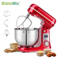 BioloMix 1200W 6L Stand Mixer with 6-Speed DC Motor Blender Attachment and Dough Hook for Whipping Cream Kneading Baking
