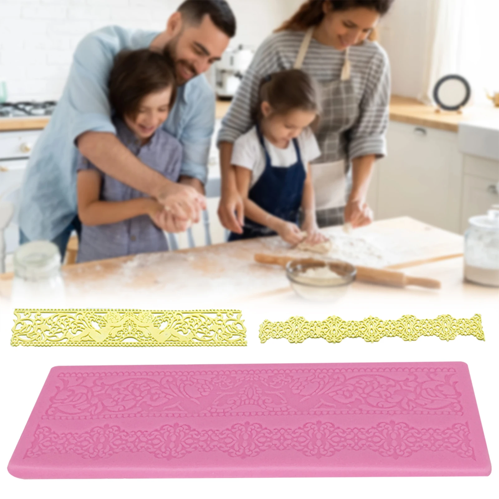 Flower Pattern Cake Lace Mat Silicone Cake Sculpting Modeling Mould Exquisite Lace Pattern Decorating For Birthday Party Baking