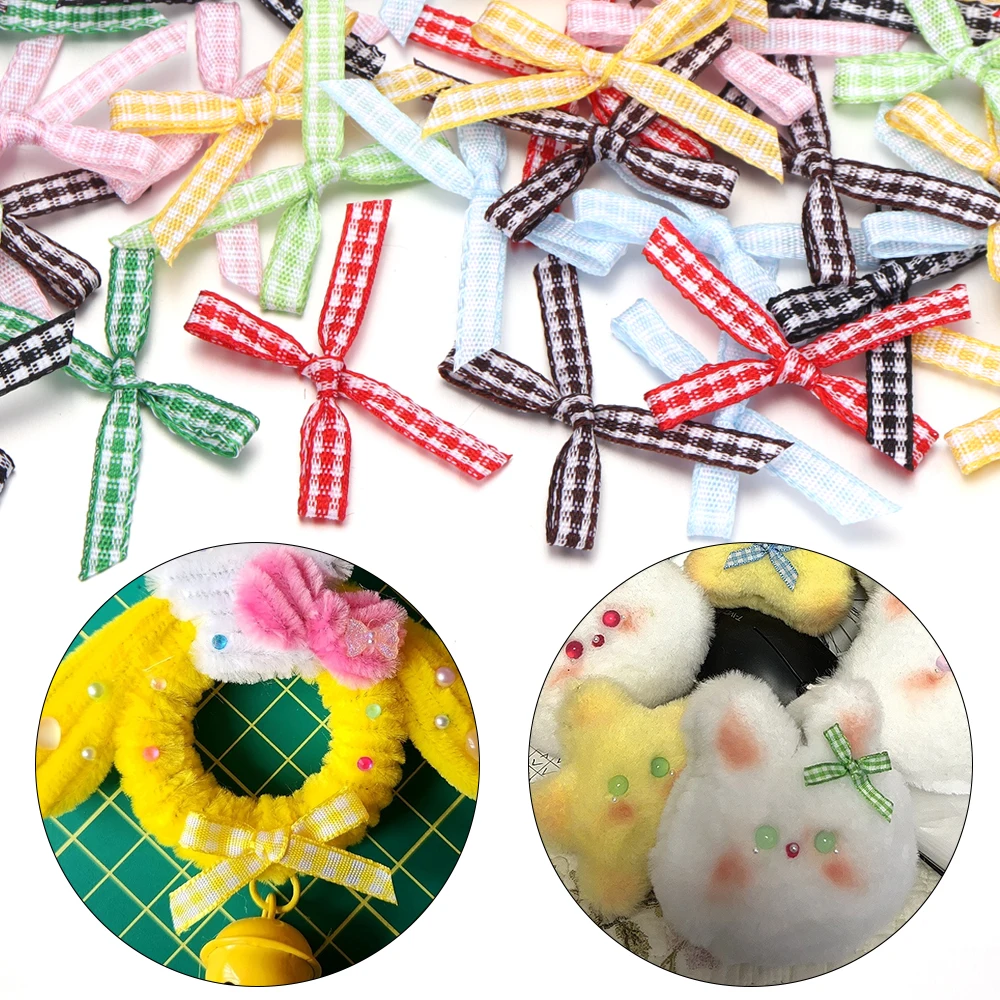 30 Stück 2x3cm handgemachte karierte Satinschleifen, bunte kleine Schleifen für DIY-Haarspangen, Näharbeiten, Kleidung, Geschenkverpackung, Partydekoration – Detail 2
