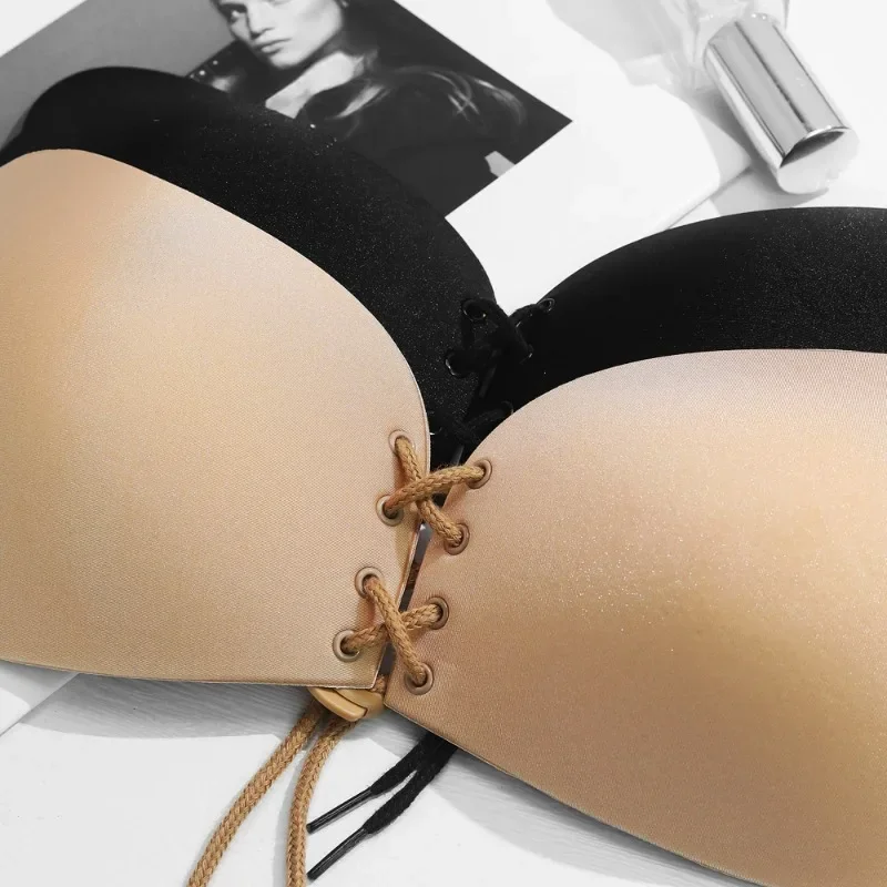 Unsichtbarer trägerloser selbstklebender Stick-BH, trägerloser Push-Up-BH für Damen, sexy rückenfreie Dessous, nahtlose Silikon-Bralette-Unterwäsche