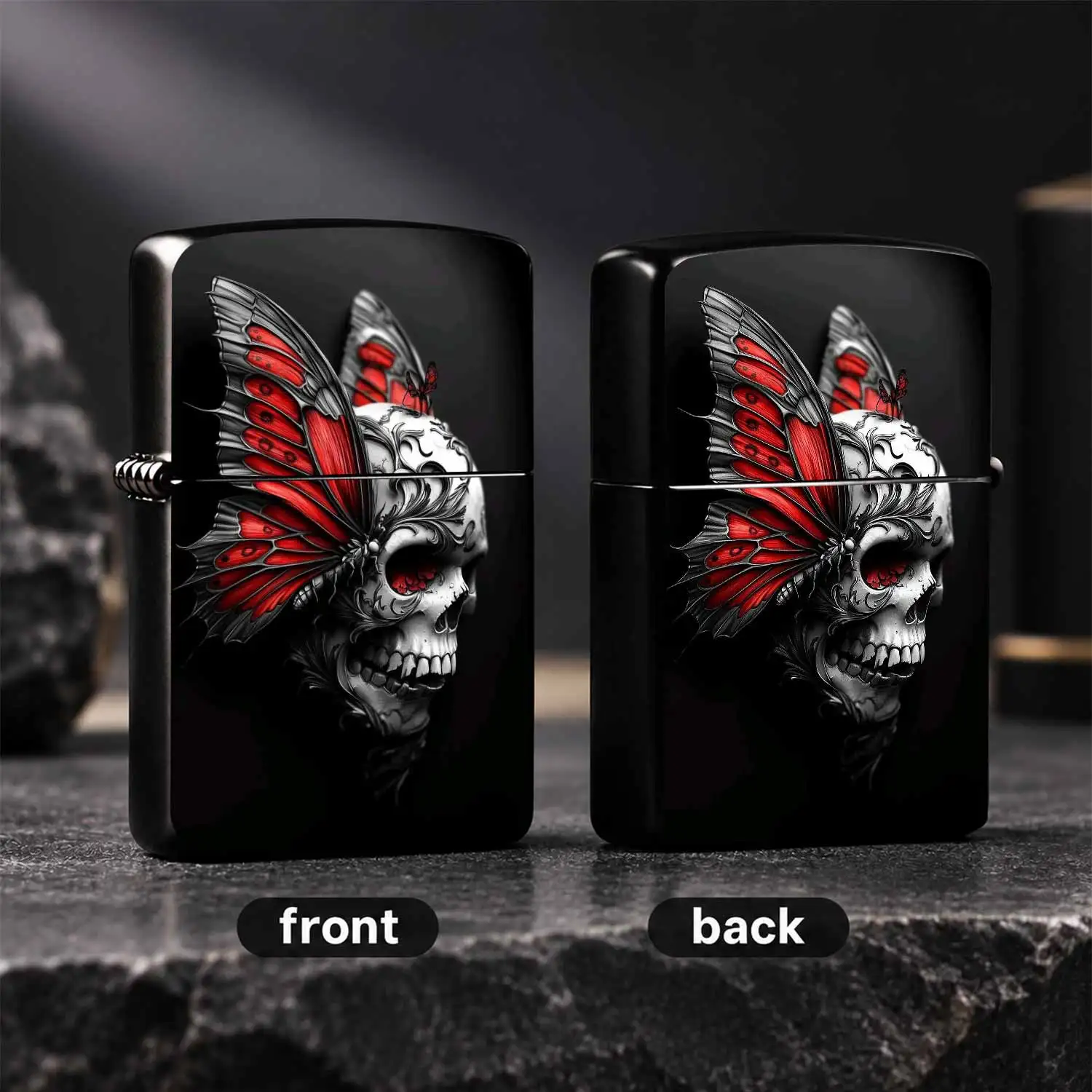 Gothic Style Skull Red Lighter, Dark Aesthetic Art Decor, Unique Eye-Catching Carry-Around Item, Suitable For Daily Dating Gathering And Various Occasions, Exquisite Distinctive Gift For Art Lovers, Cool Stylish Decorative Collectible With