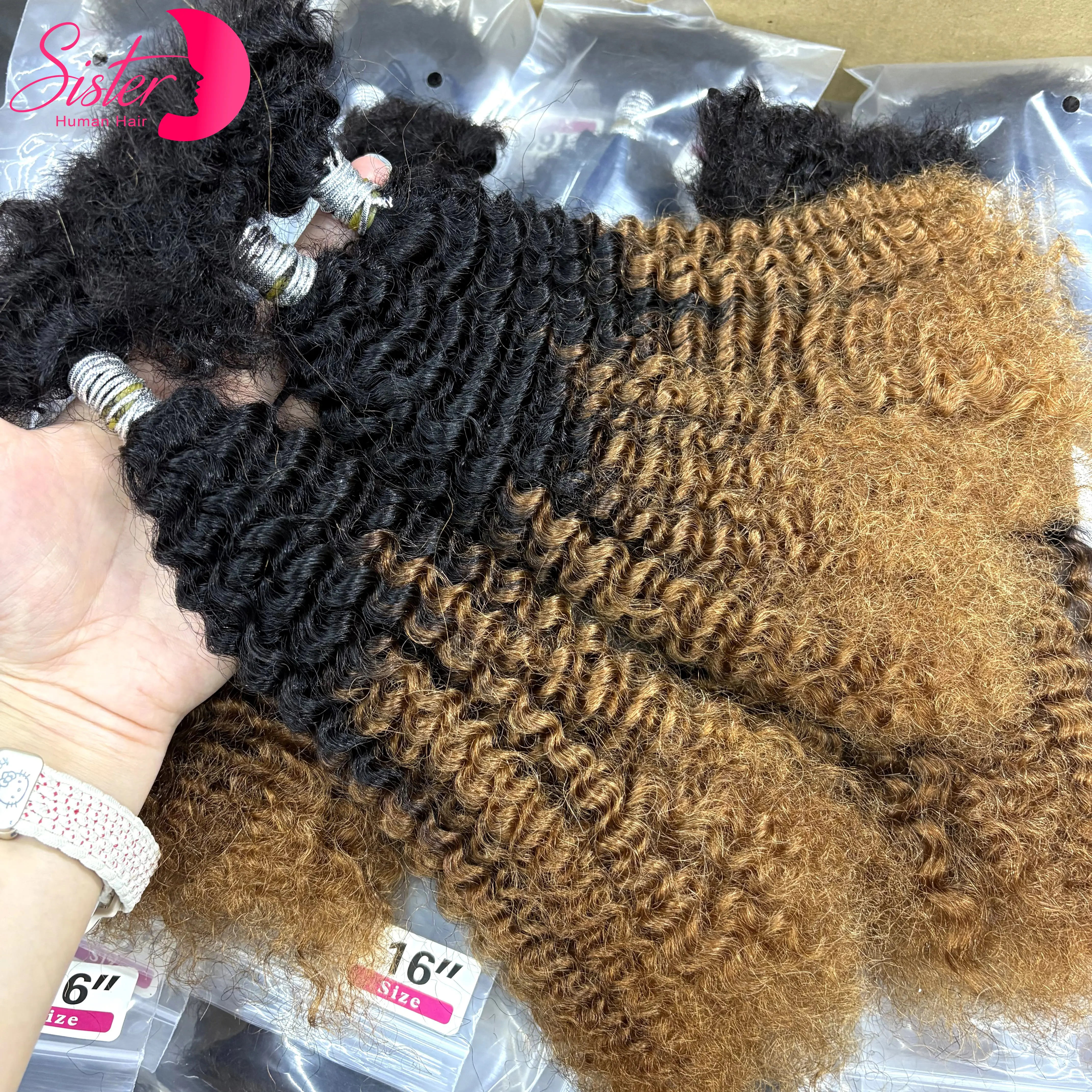30g/Bundle 16inch 4C Afro Kinky Curly Human Hair Bulk Extensions No Weft for Permanent Micro Locs/Twists/Braids/Repair Locs