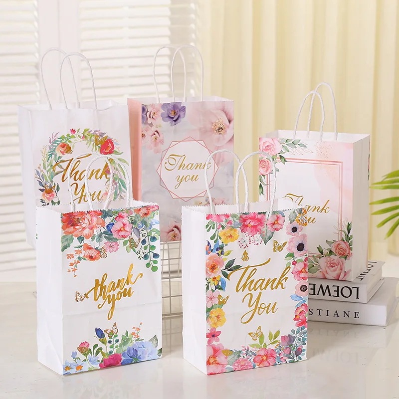 

MacLand flower patterned gift bag Thank you, paper bags for weddings and parties (25 packs), gift/packaging items, packaging box