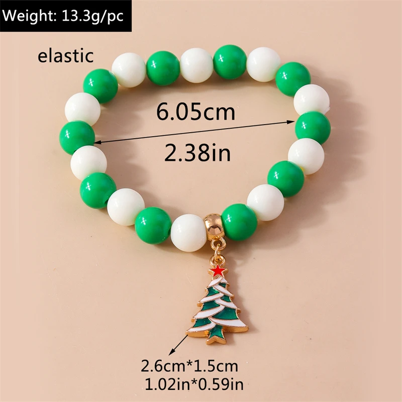 Modisches handgefertigtes Perlenarmband für Damen, Weihnachtsbaum-, Hirsch- und Glockenanhänger, Armband für Mädchen, Freundschaft, Party, Festival, Schmuck, Geschenke – Detail 18