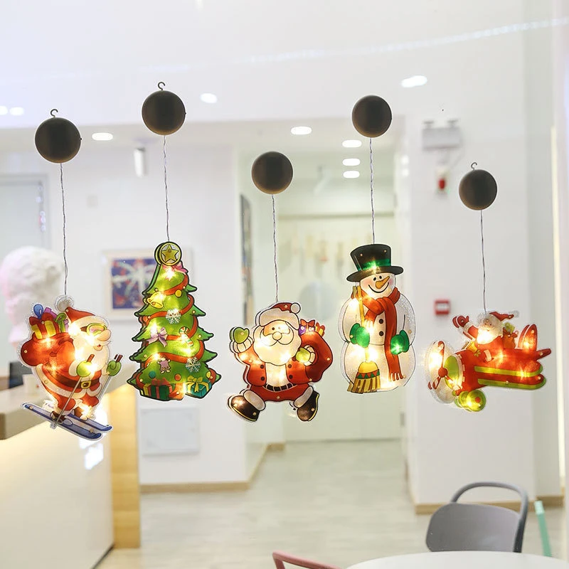 LED Kerstboom Licht Venster Hanglamp Kerstverlichting Vrolijk Kerstfeest Decoraties Navidad Led Licht Nieuwjaar Home Decor