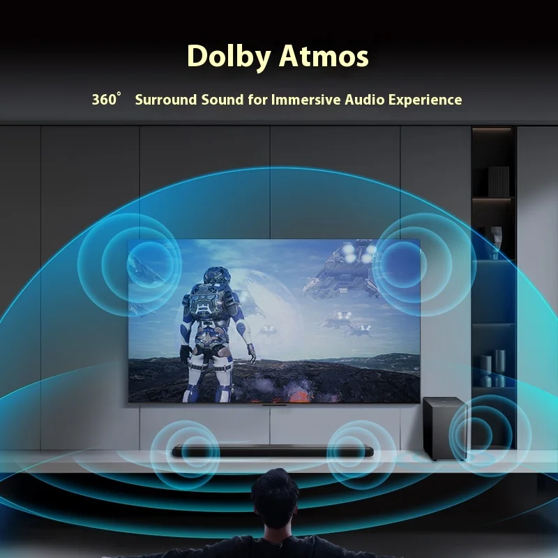 TCLSoundbarS55h, Equipped with Dolby Atmos and DTS, 220W High-power Independent Subwoofer, Supports Bluetooth Connection
