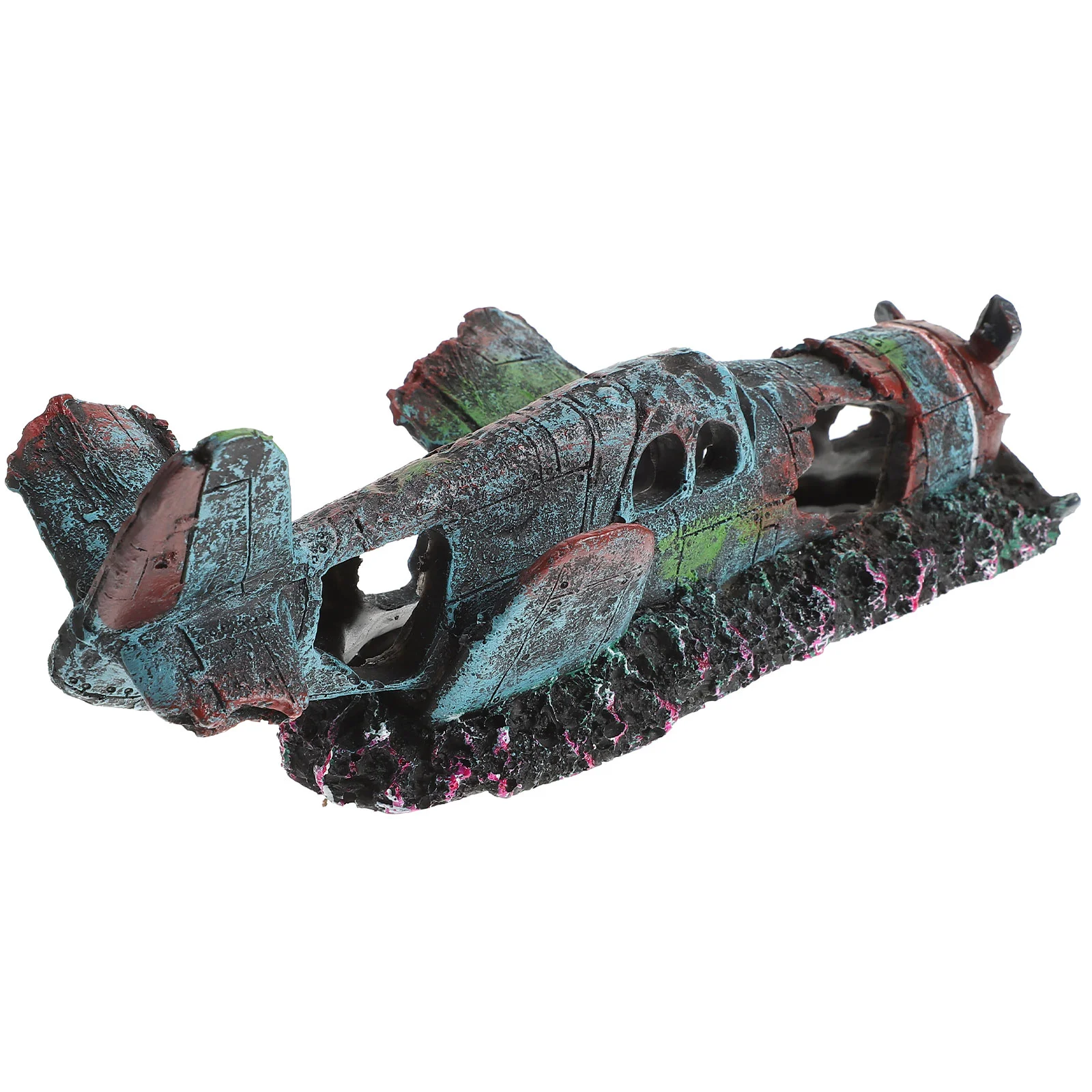 Stylish Aquarium Plane Unique Fish Tank Decor Long Lasting Artificial Reef Wrecks Safe Underwater naments Vivid Landscape Pet