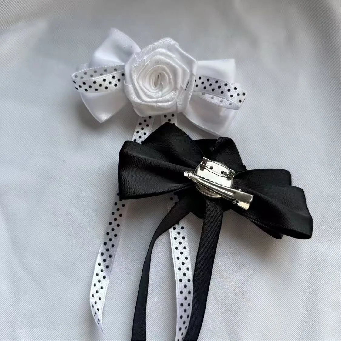 1 PC Original Handmade Polka Dot Big Bow Rose VINTAGE สาว Lolita Subculture Headdress Retro เข็มกลัด Hairpin อุปกรณ์เสริมผม