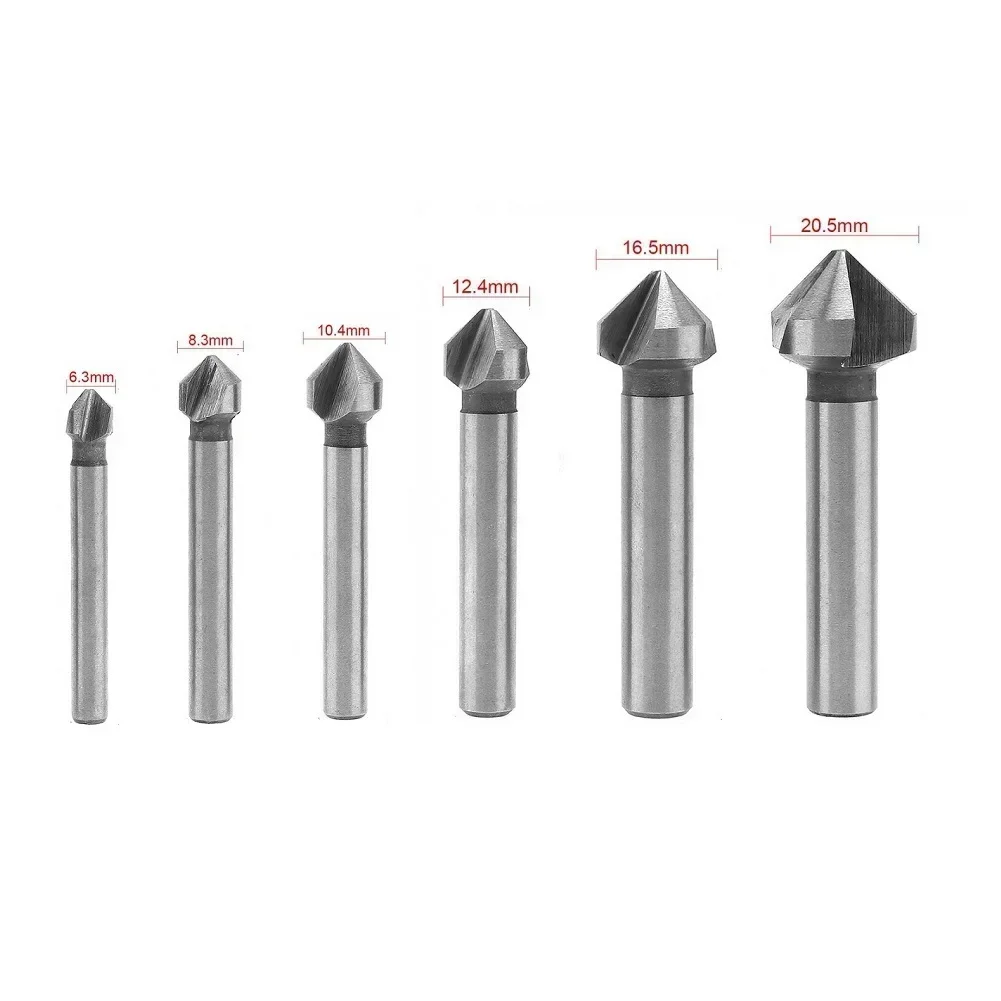 

6.3-20.5MM 1pcs Titanium Rounds Shank 3 Flutes 90 Degree HSS Chamfer Chamfering Cutter End Mill Tools Countersink Drill Bits