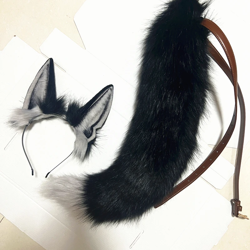 New Custom Halloween Headdress Anubis Black Gray Wolf Dog Ear Hair Hoop Wolf Ear Beast Ear Christmas Prank Costume Prop Gothic