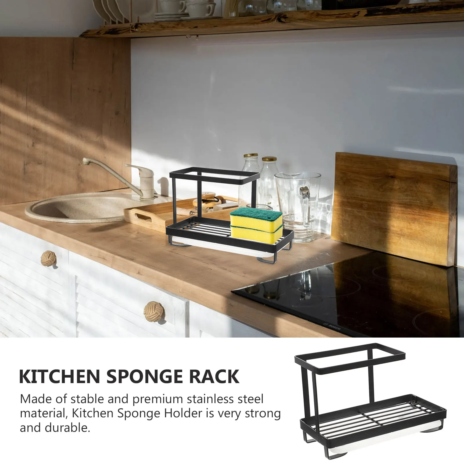 

Stainless Steel Kitchen Sponge Holder Dishcloth Rack Organizer Draining Stand For Sink Storagekitchen Rack For Sponge Drainage