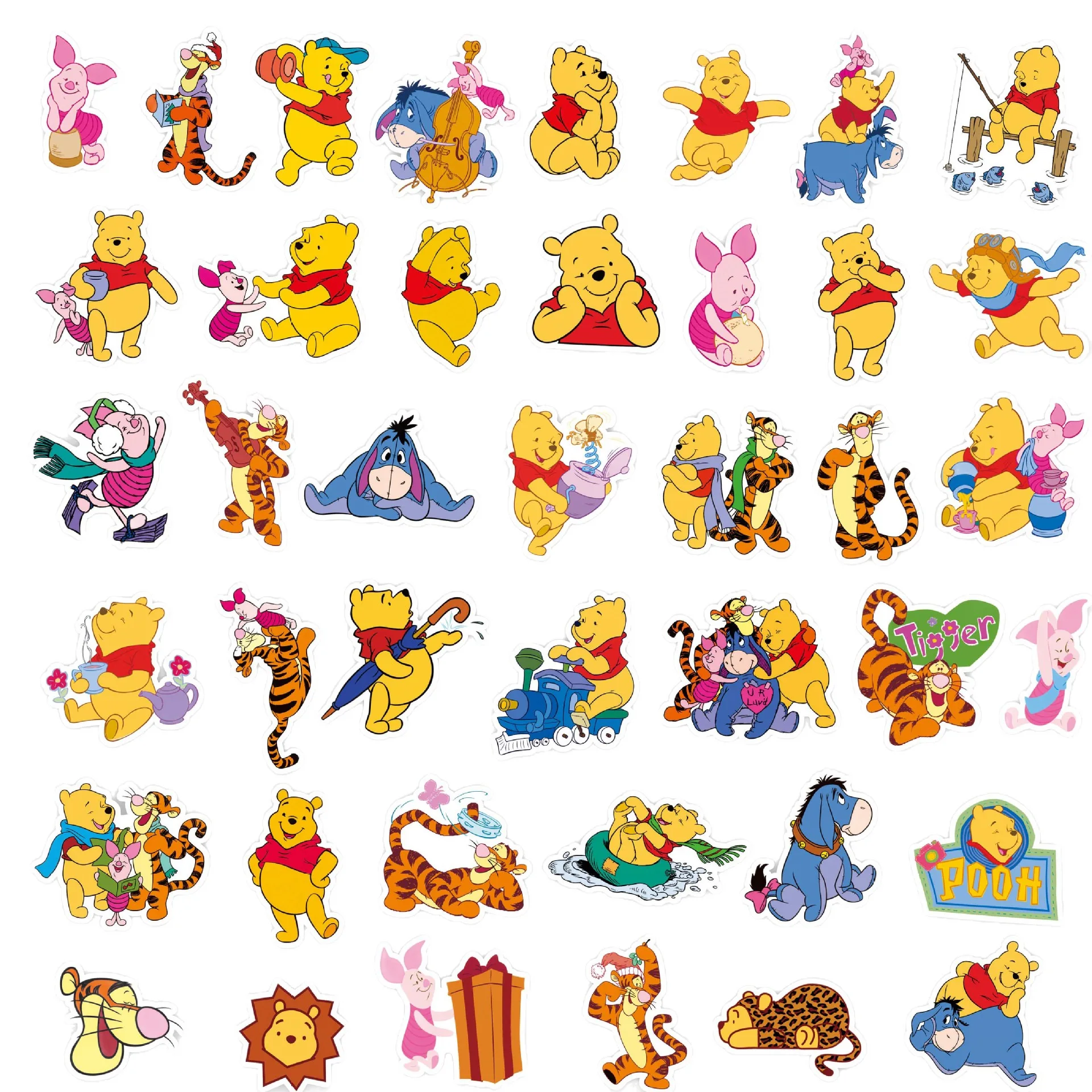 100 個セットディズニーくまのプーさんフィギュアティガーデビー漫画 Diy 防水ステッカー日記装飾ファンギフト