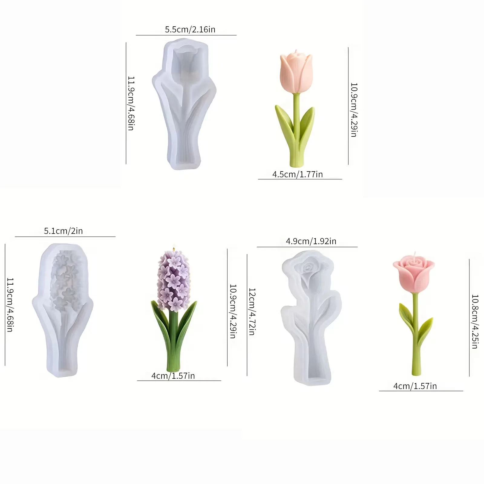 Moules à bougies floraux, roses/tulipes/lavande, bougies/savons parfumés maison, ornements et artisa