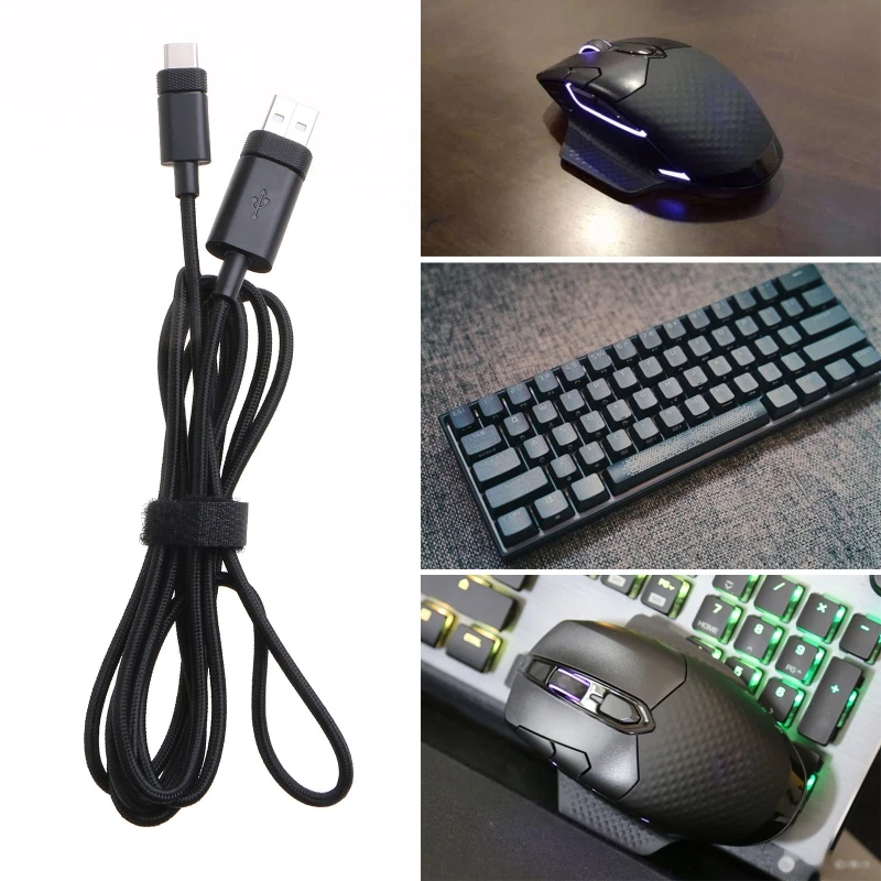 

1.7m Durable Replacement PVC USB Cable Line for Corsair K63 Keyboard K65Mini K70TKL Keyboard and Mouse DARK RGB