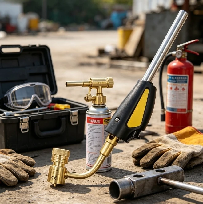 Portable Gas Welding Propane Torch Head, Auto Ignition Turbo Soldering Torch, Portable Repair Nozzle for Brazing & Welding