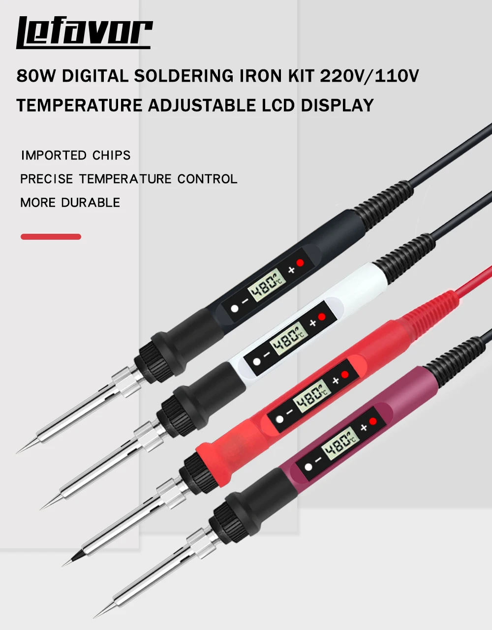 80W Digitale Elektrische Lötkolben Set Kit 220V 110V Temperatur Einstellbar LCD Display Solder Schweißen Eisen Werkzeug tipps – Detail 1