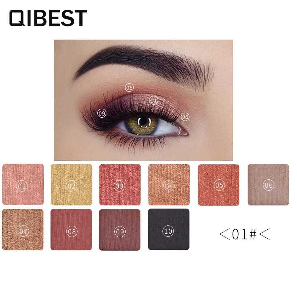 QIBEST-Paleta de Sombras Brilhantes Metálicas, Paleta de Sombras Nuas Pigmentadas de Alta Intensidade, Diamante Crumbles, 10 Cores