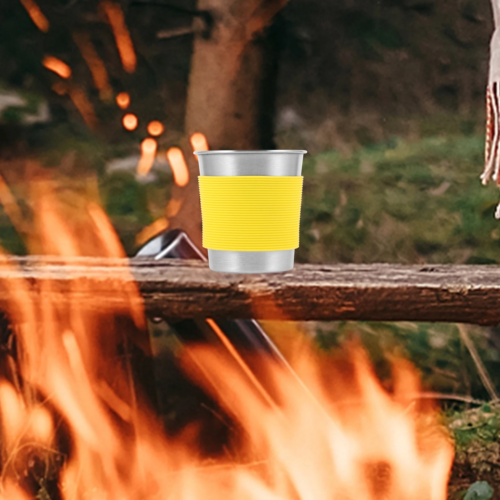 

2Pcs Stainless Steel Water Cup Mugs Camping Coffee Cup Silica Gel Sleeve Outdoor Travel Drink Hot Cold Beverages