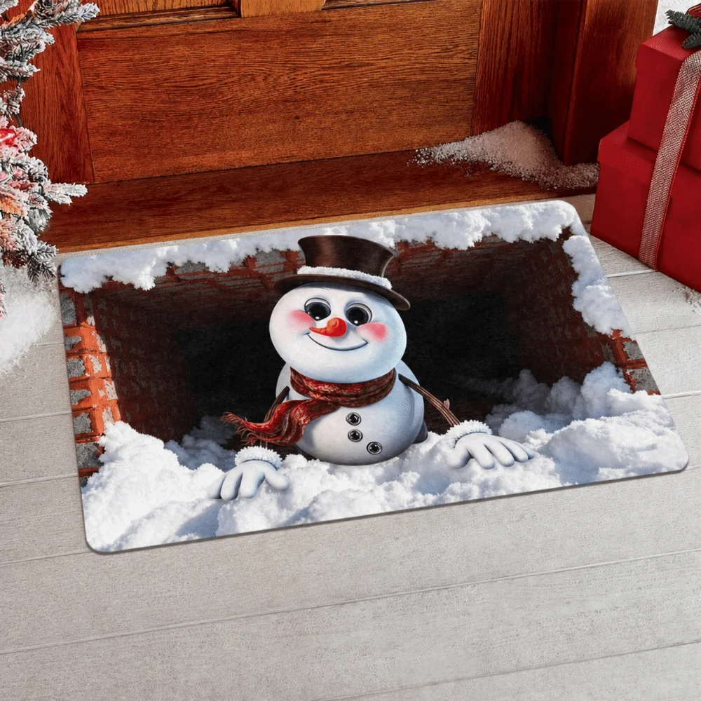 Lifelike Christmas Optical Illusion Doormat Water-absorbing Abrasion-resistant Bathroom Carpet Diatomaceous Earth Non-slip