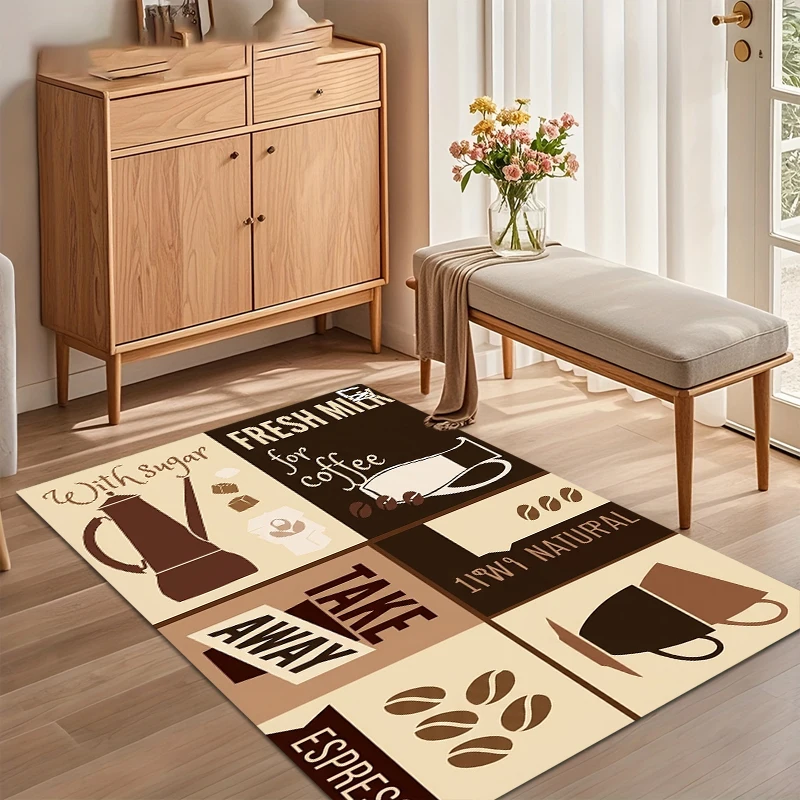1 Stück weicher Küchenteppich mit Kaffeebohnen-Print-Design, rutschfeste Bodenmatte zur Dekoration der Küche, des Wohnzimmers, des Hauses.