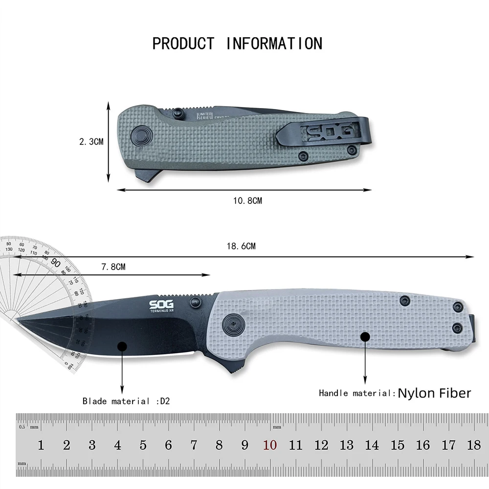 Tactical Hunting Folding Knife D2 Blade Nylon Fiber Handle Utility EDC Outdoor Tools Camping Survival Knife Fruit Knife