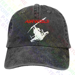 Airwolf Helicopter 80'S Tv Show Washed Denim Baseball Cap Trucker Hats Style Headwear