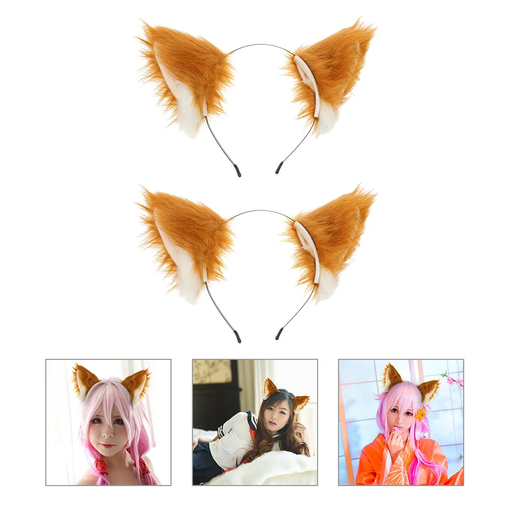 

2 Pcs Cute Headband Cat Ears Girls Headbands for Party Three-dimensional Fox Hairband