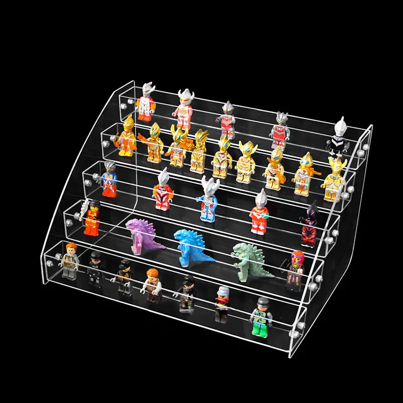 Staircase Lego Display Rack, Large Capacity Phantom Ninja Lego Figurine Storage Box, Small Doll Figurine, Elevated Platform