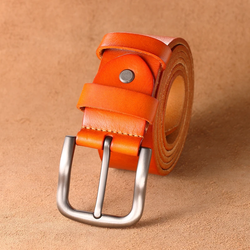 3.8CM Leather Man Belt Top Layer Leather Casual High Quality Belt Pin Buckle Genuine Cow Belts For Men Original Cowhide